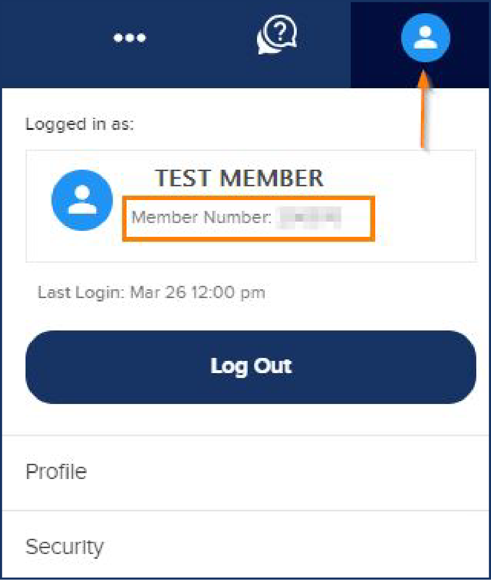 Screenshot of the digital banking app on mobile, showing how to find your account number in Digital Banking