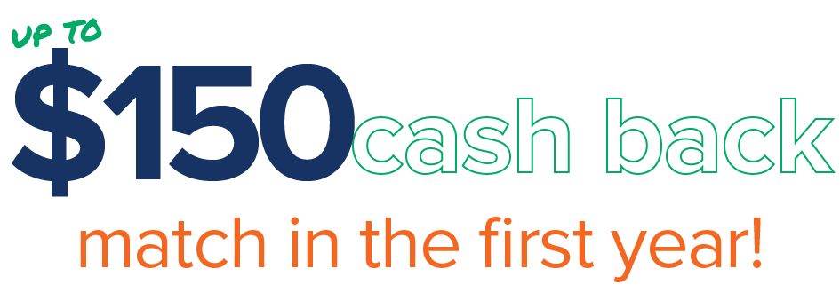 get up to $150 cash back match in the first year, see notes